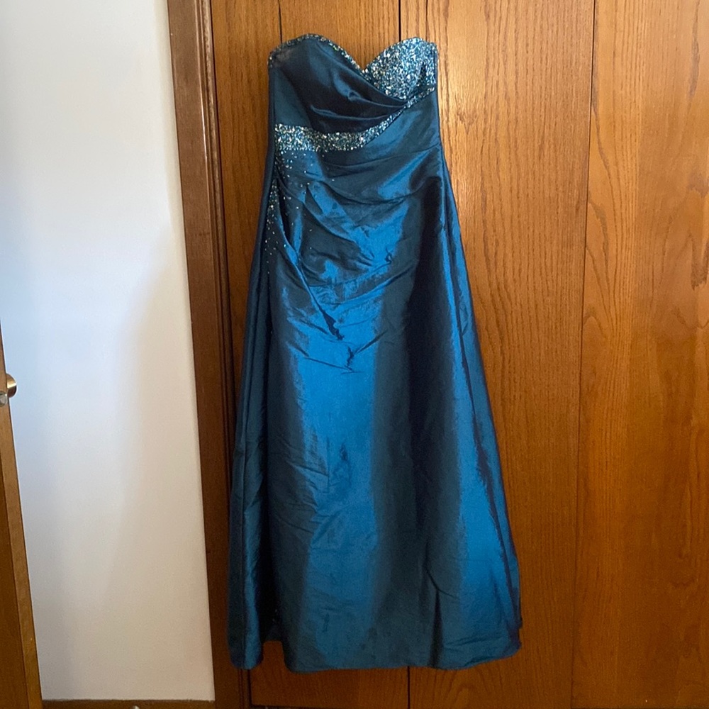 Teal corset back dress